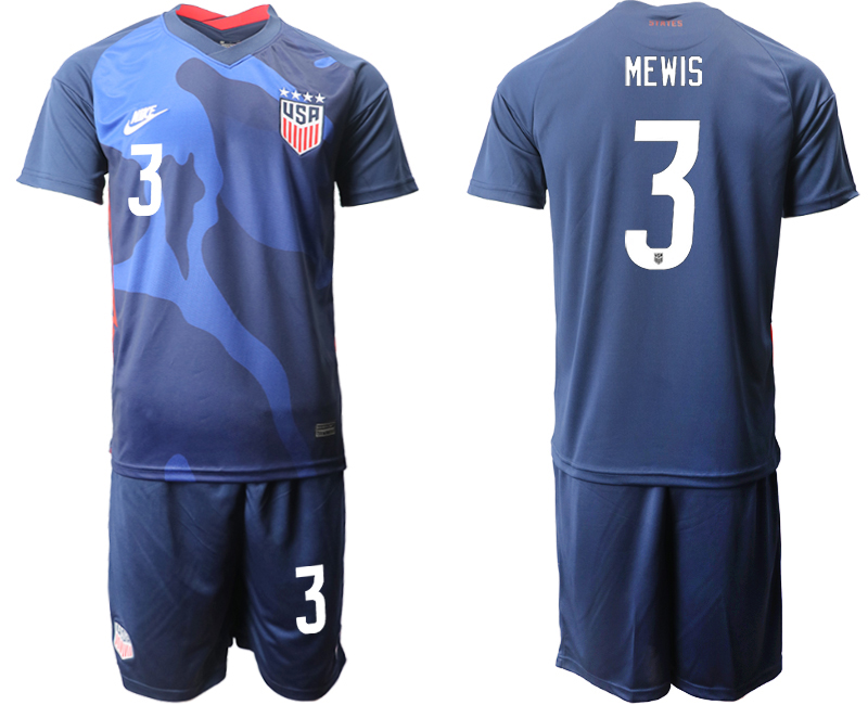 Men 2020-2021 Season National team United States away blue #3 Soccer Jersey